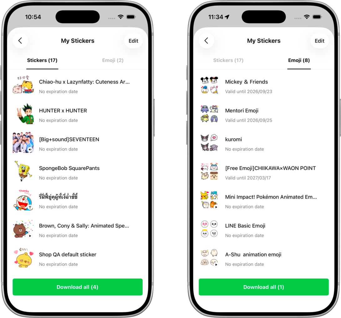 The original Download all button on the Stickers and Emoji tabs